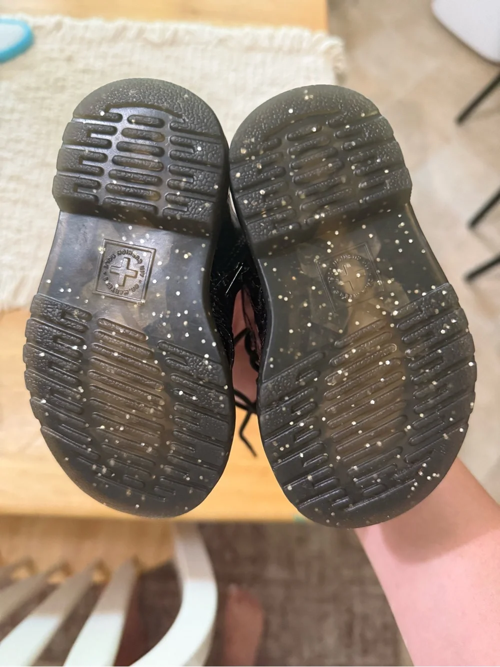 Dr. Martens Black Glitter Speckle Kids Lace-Up Boots
